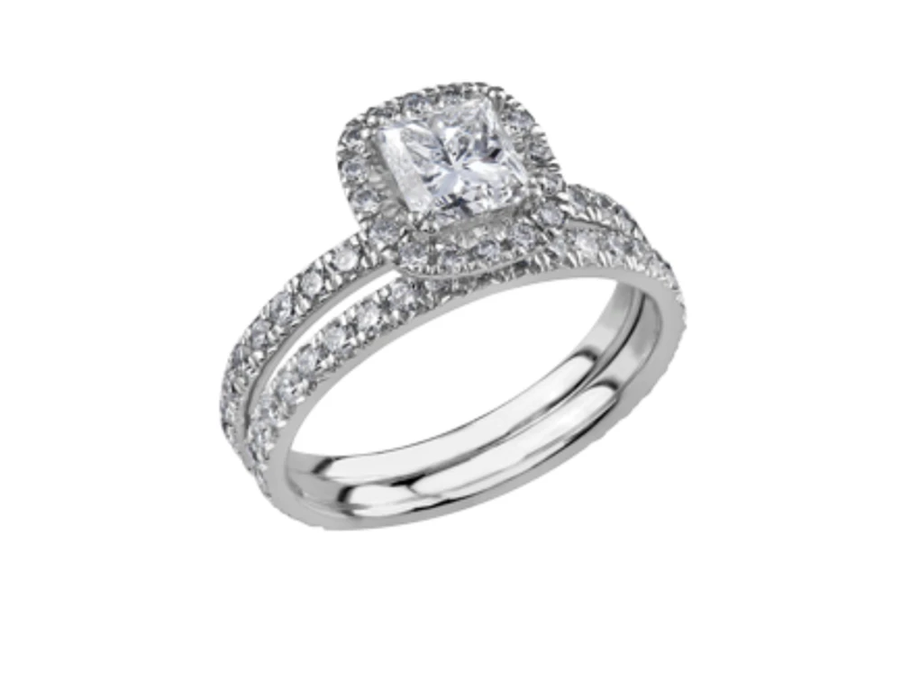 18K White Gold & Palladium Alloy (hypoallergenic) 0.71-1.61cttw Princess Cut Canadian Diamond Engagement Ring - / Carat Total