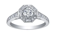18K White Gold & Palladium Alloy (hypoallergenic) 0.75cttw Canadian Diamond Engagement Ring