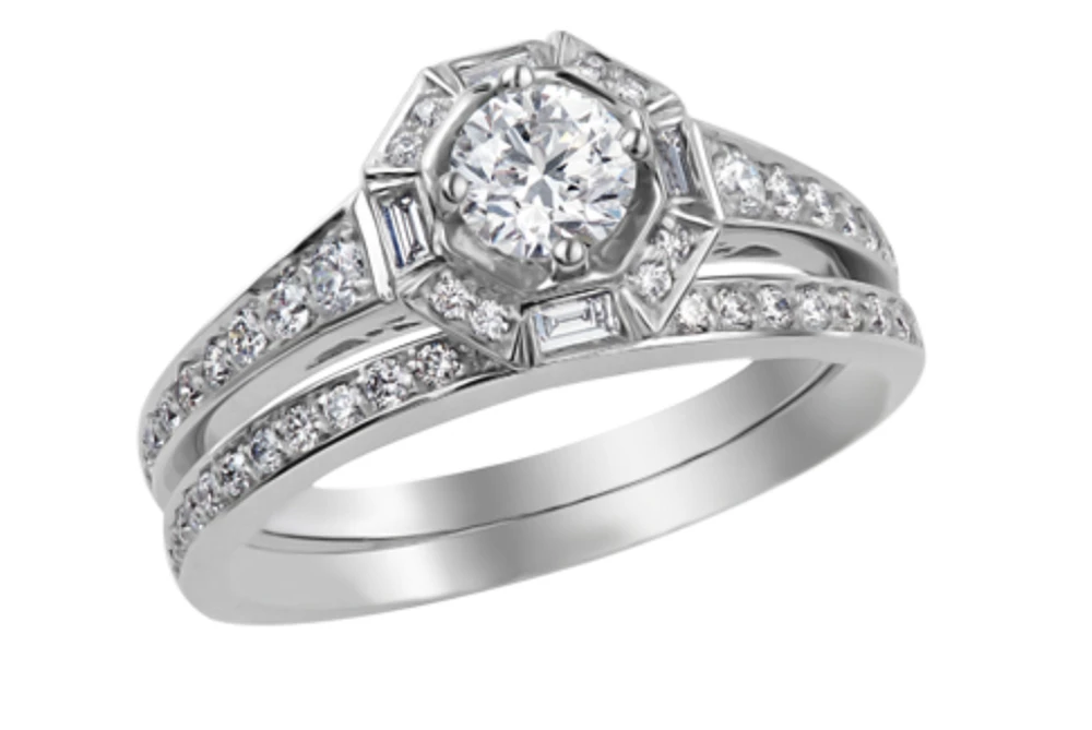 18K White Gold & Palladium Alloy (hypoallergenic) 0.75cttw Canadian Diamond Engagement Ring