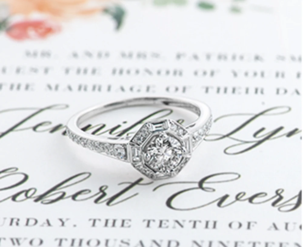 18K White Gold & Palladium Alloy (hypoallergenic) 0.75cttw Canadian Diamond Engagement Ring