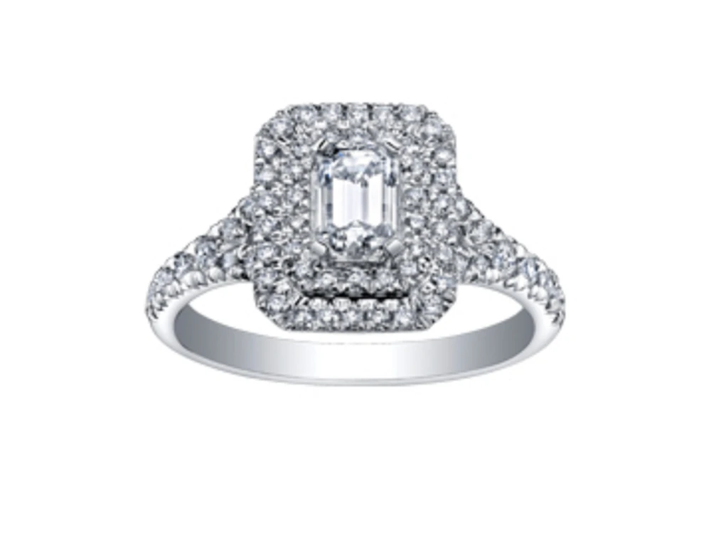 18K White Gold & Palladium Alloy (hypoallergenic) 1.50cttw Canadian Diamond Engagement Ring
