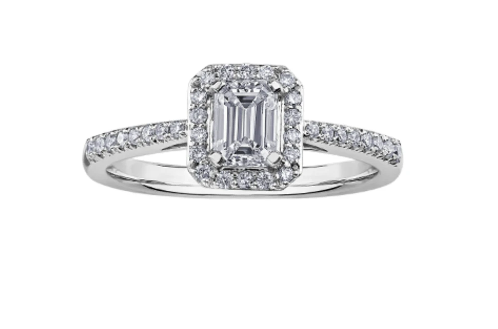 18K White Gold & Palladium Alloy (hypoallergenic) 0.70cttw Canadian Diamond Engagement Ring