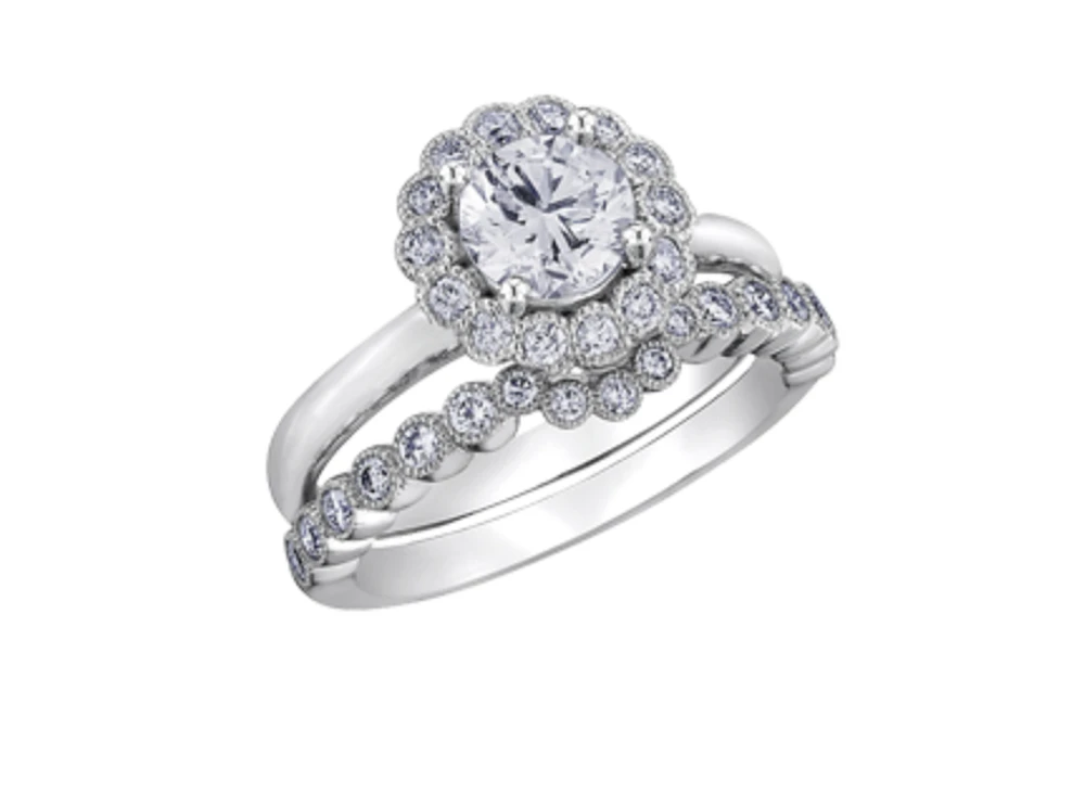 18K White Gold & Palladium Alloy (hypoallergenic) 0.40-1.20cttw Canadian Diamond Engagement Ring - / Carat Total 5