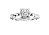 18K White Gold & Palladium Alloy (hypoallergenic) 0.50cttw Princess Canadian Diamond Engagement Ring