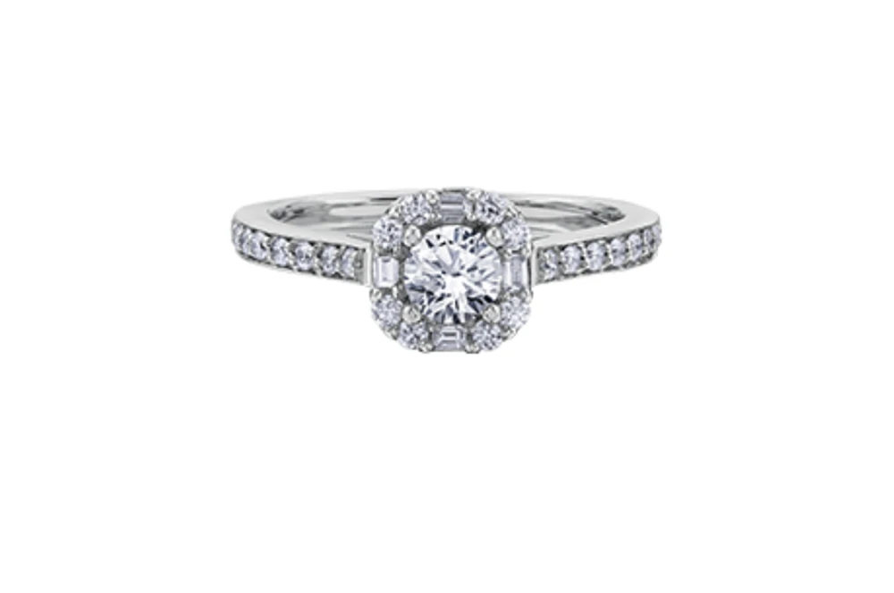 18K White Gold & Palladium Alloy (hypoallergenic) 0.76cttw Canadian Diamond Engagement Ring