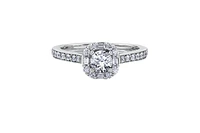 18K White Gold & Palladium Alloy (hypoallergenic) 0.76cttw Canadian Diamond Engagement Ring
