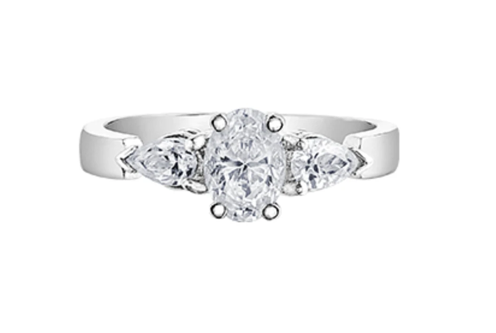 18K White Gold & Palladium Alloy (hypoallergenic) 0.85cttw Canadian Diamond Engagement Ring