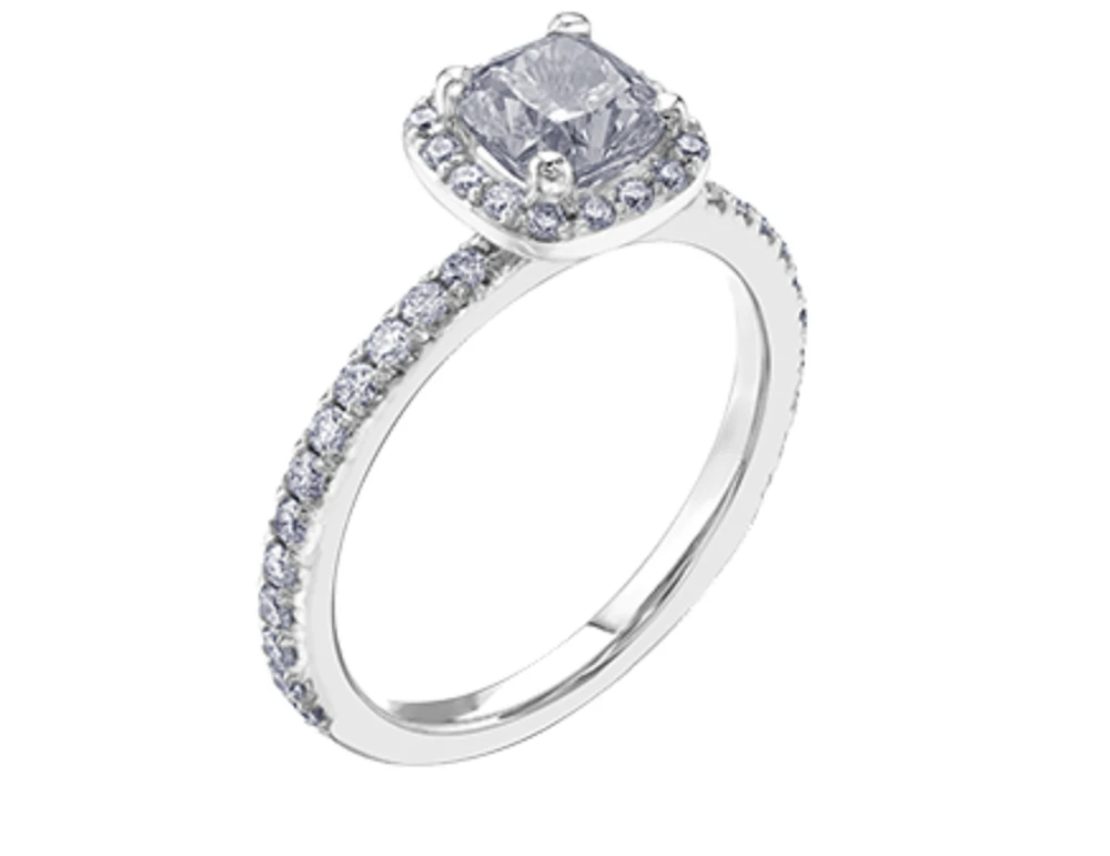 18K White Gold & Palladium Alloy (hypoallergenic) 0.86-1.42cttw Canadian Diamond Engagement Ring - / Carat Total