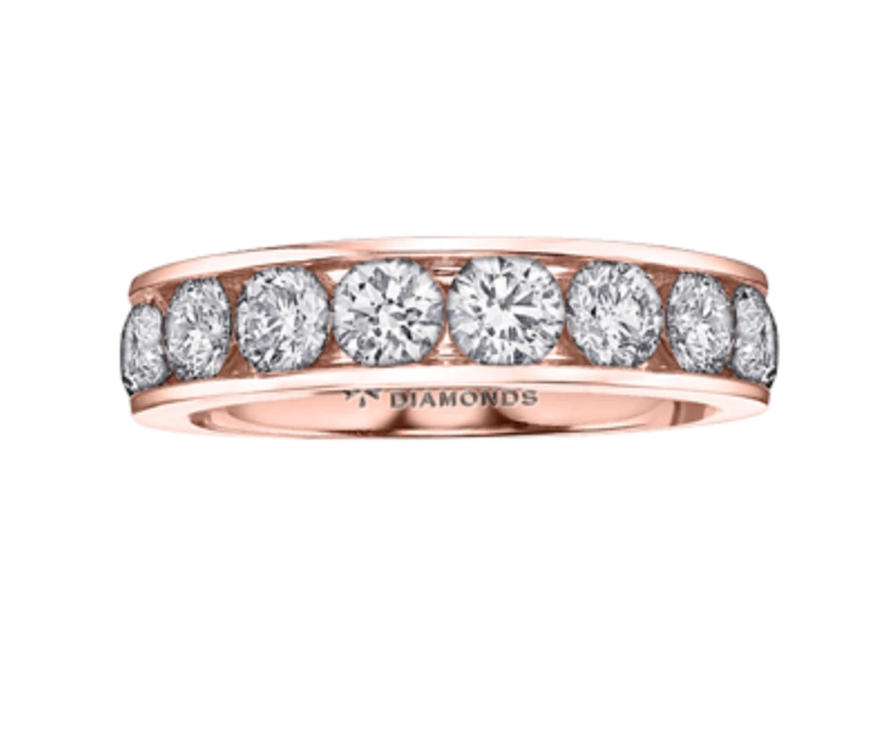 14K White, Yellow, or Rose Gold 0.30-2.00cttw Canadian Channel Set Diamond Band - / Carat Total