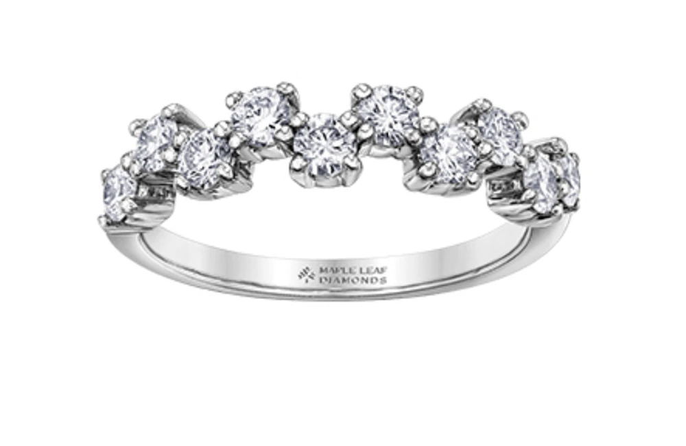 18K White, Yellow, or Rose Gold 0.40-0.75cttw Canadian Diamond Band - / Carat Total
