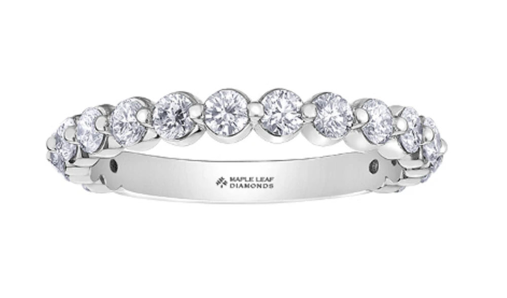 18K White, Yellow, or Rose Gold with Palladium Alloy (hypoallergenic) 0.50-1.20cttw Canadian Diamond Band - / Carat Total