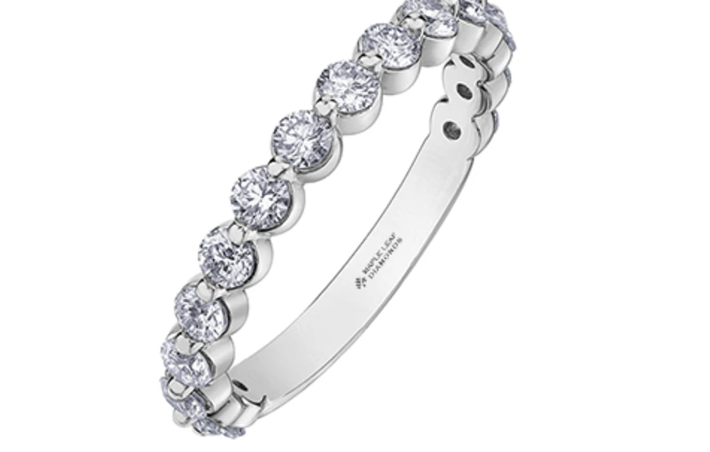 18K White, Yellow, or Rose Gold with Palladium Alloy (hypoallergenic) 0.50-1.20cttw Canadian Diamond Band - / Carat Total