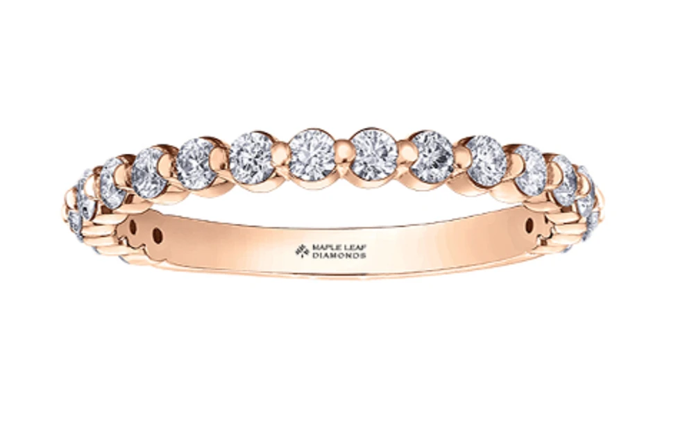 18K White, Yellow, or Rose Gold with Palladium Alloy (hypoallergenic) 0.50-1.20cttw Canadian Diamond Band - / Carat Total