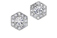 14K White Gold 0.60cttw Canadian Diamond Halo Earrings