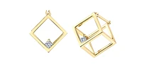 14K Yellow Gold 0.18cttw Canadian Diamond Geometric Earrings