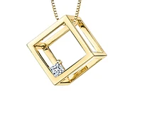 14K Yellow Gold 0.13cttw Princess Cut Canadian Diamond Pendant, 18"