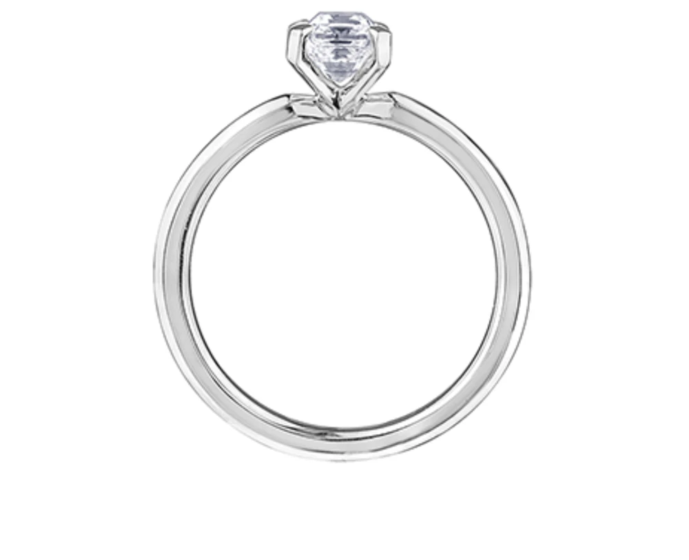 18K White Gold & Palladium Alloy (hypoallergenic) -1.00cttw Emerald Cut Canadian Diamond Engagement Ring
