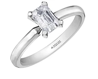 18K White Gold & Palladium Alloy (hypoallergenic) -1.00cttw Emerald Cut Canadian Diamond Engagement Ring