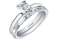 18K White Gold & Palladium Alloy (hypoallergenic) -1.00cttw Emerald Cut Canadian Diamond Engagement Ring
