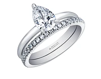 18K White Gold & Palladium Alloy (hypoallergenic) -1.00cttw Pear Shape Canadian Diamond Engagement Ring