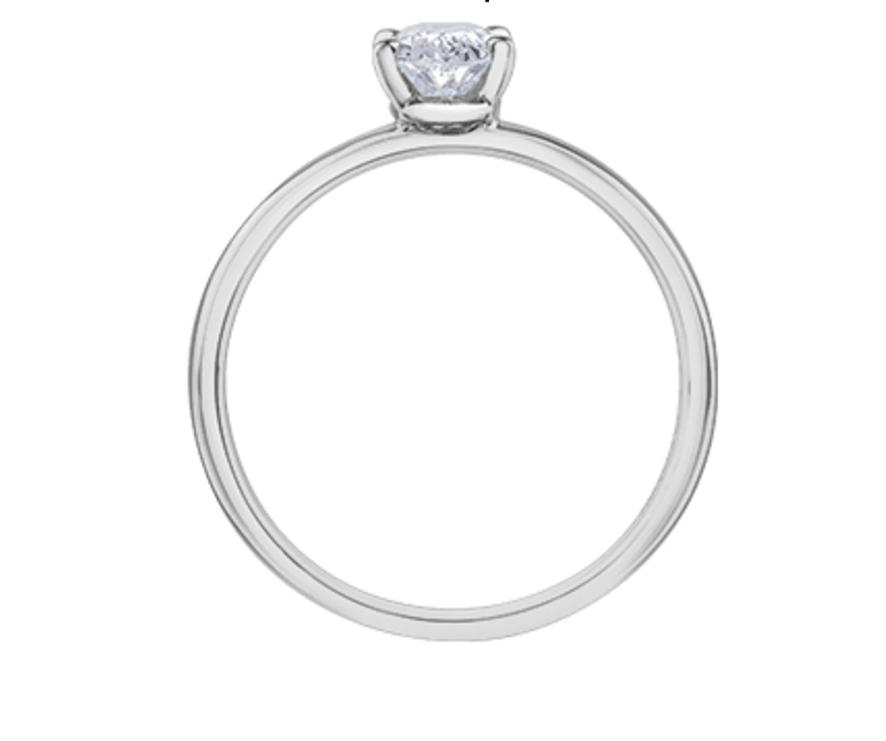 18K White Gold & Palladium Alloy (hypoallergenic) -1.00cttw Oval Cut Canadian Diamond Engagement Ring