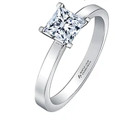 18K White Gold & Palladium Alloy (hypoallergenic) -1.00cttw Princess Cut Canadian Diamond Engagement Ring