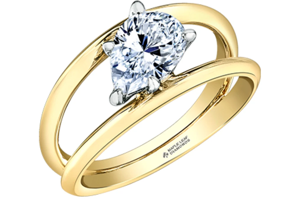 14K Yellow Gold 0.30-1.00cttw Pear Shape Canadian Diamond Engagement Ring - / 0.50 Carat Total