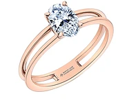 14K Rose Gold 0.70cttw Oval Cut Canadian Diamond Engagement Ring - /
