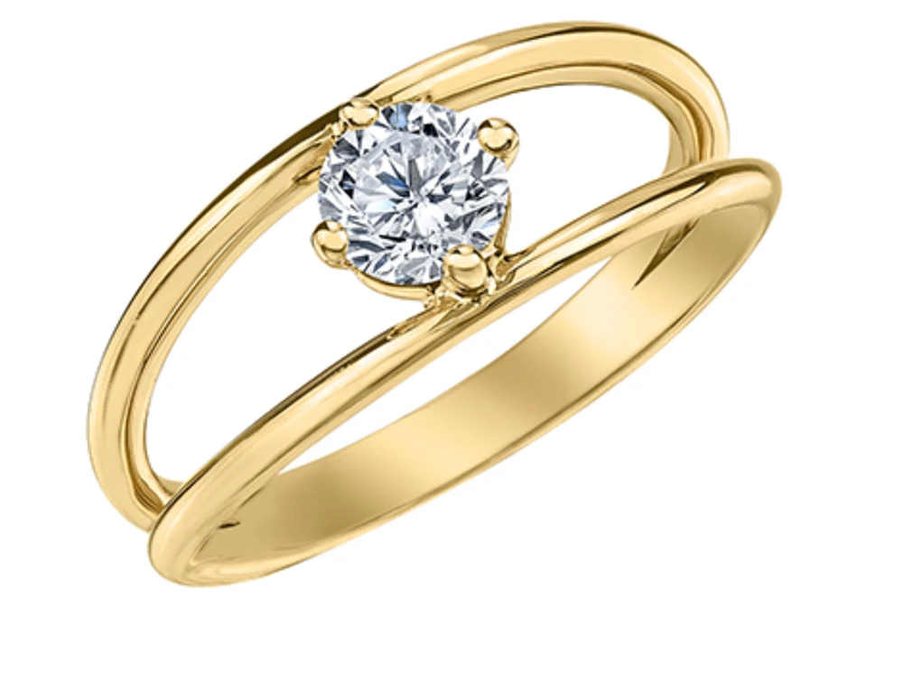 14K Yellow Gold 0.50cttw Round Brilliant Canadian Diamond Engagement Ring - /