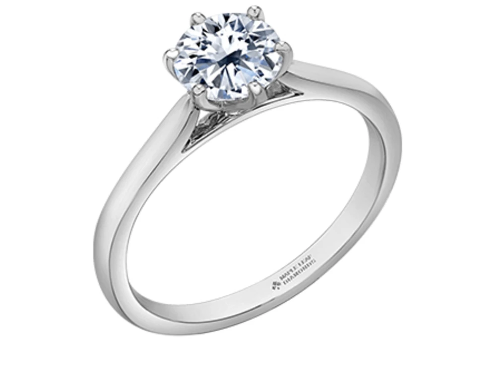 18K White Gold & Palladium Alloy (hypoallergenic) 1.25cttw Round Brilliant Canadian Diamond Engagement Ring - /