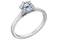 18K White Gold & Palladium Alloy (hypoallergenic) 1.25cttw Round Brilliant Canadian Diamond Engagement Ring - /