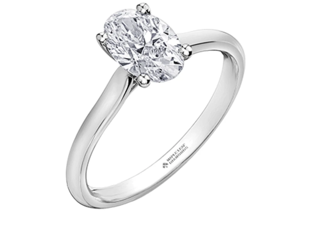 18K White Gold & Palladium Alloy (hypoallergenic) -1.00cttw Oval Cut Canadian Diamond Engagement Ring