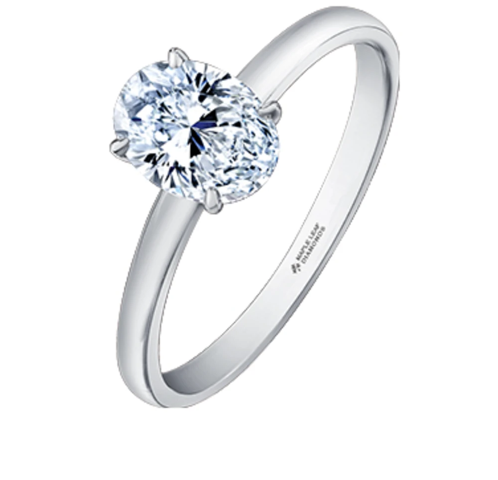18K White Gold & Palladium Alloy (hypoallergenic) 0.50-1.00cttw Oval Shape Canadian Diamond Engagement Ring - / 0.70 Carat Total