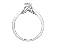 18K White Gold & Palladium Alloy (hypoallergenic) 0.73cttw Oval Shape Canadian Diamond Engagement Ring