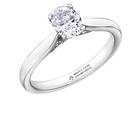 18K White Gold & Palladium Alloy (hypoallergenic) 0.73cttw Oval Shape Canadian Diamond Engagement Ring