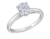 18K White Gold & Palladium Alloy (hypoallergenic) 0.75-1.05cttw Oval Shape Canadian Diamond Engagement Ring - / 0.75 Carat Total