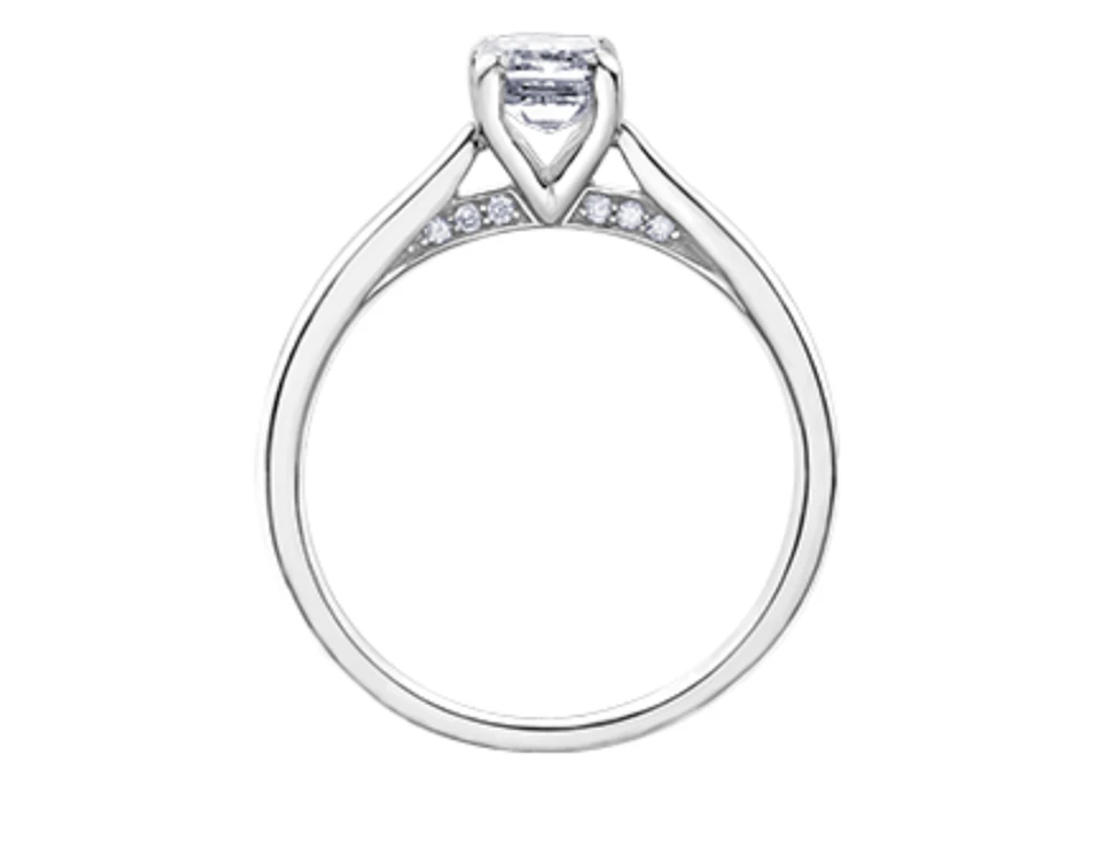 18K White Gold & Palladium Alloy (hypoallergenic) 1.05cttw Emerald Cut Canadian Diamond Engagement Ring - /