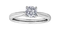 18K White Gold & Palladium Alloy (hypoallergenic) 0.73cttw Round Brilliant Canadian Diamond Engagement Ring - /