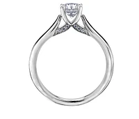 18K White Gold & Palladium Alloy (hypoallergenic) 0.73cttw Round Brilliant Canadian Diamond Engagement Ring - /