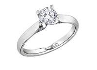 18K White Gold & Palladium Alloy (hypoallergenic) 0.73cttw Round Brilliant Canadian Diamond Engagement Ring - /