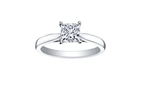 18K White Gold & Palladium Alloy (hypoallergenic) 0.53-1.03cttw Princess Cut Canadian Diamond Engagement Ring - / 0.53 Carat Weight