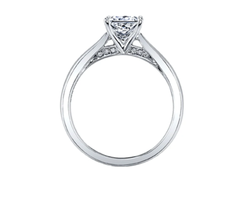 18K White Gold & Palladium Alloy (hypoallergenic) 0.55-1.05cttw Cushion Cut Canadian Diamond Engagement Ring - / 0.55 Carat Weight