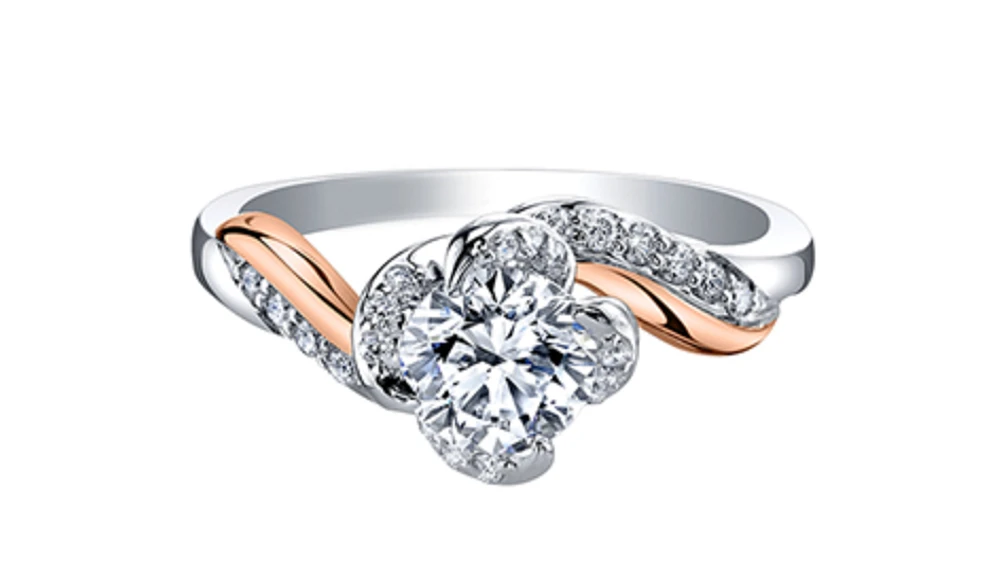 18K White & Rose Gold Palladium Alloy (hypoallergenic) 0.60-1.20cttw Round Brilliant Canadian Diamond Engagement Ring - / 0.60 Carat Total