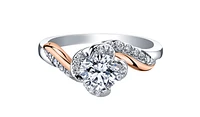 18K White & Rose Gold Palladium Alloy (hypoallergenic) 0.60-1.20cttw Round Brilliant Canadian Diamond Engagement Ring - / 0.60 Carat Total