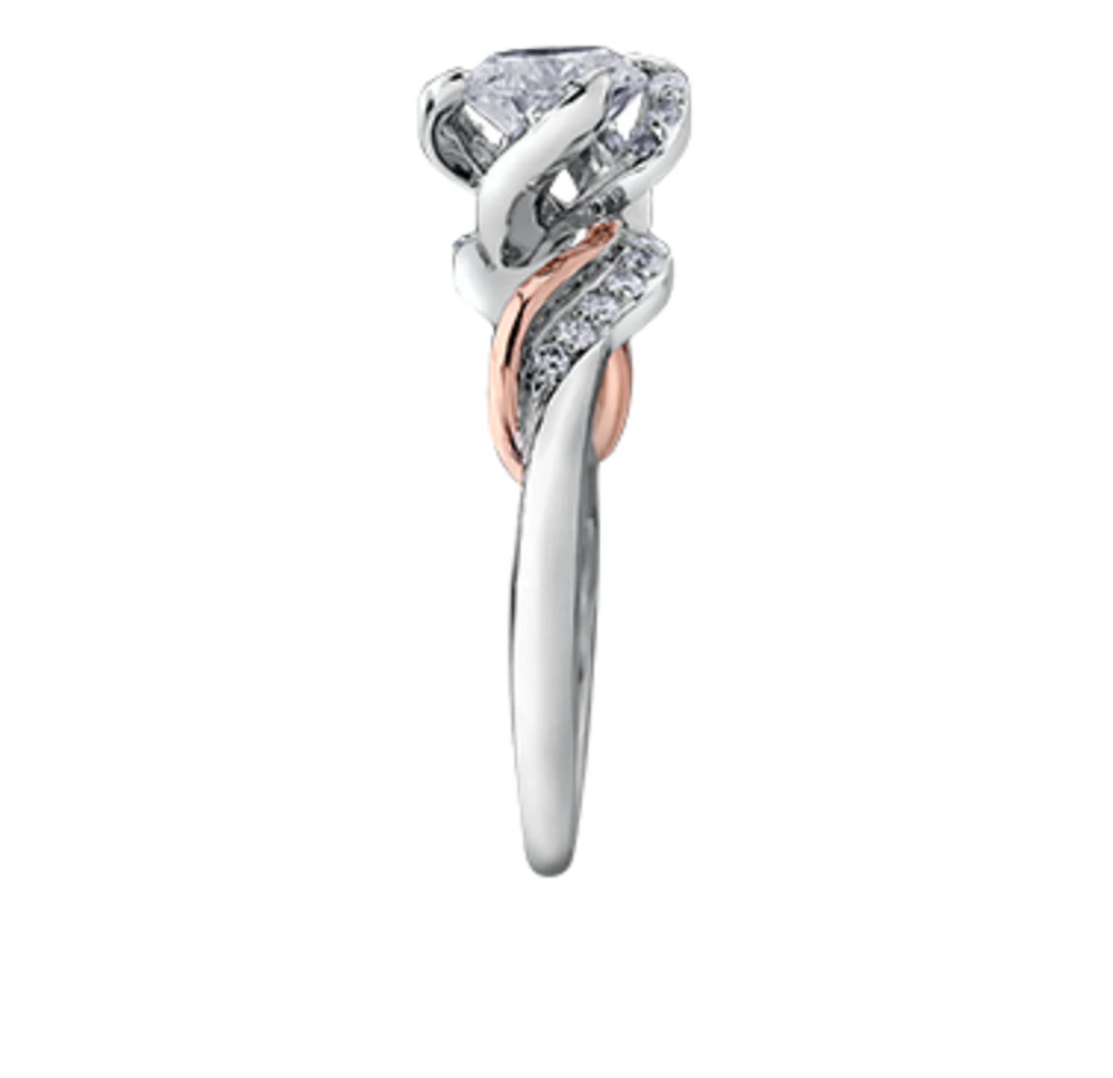 18K White & Rose Gold Palladium Alloy (hypoallergenic) 0.60-1.20cttw Round Brilliant Canadian Diamond Engagement Ring - / 0.60 Carat Total