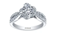 18K White & Rose Gold Palladium Alloy (hypoallergenic) 0.55-1.25cttw Round Brilliant Canadian Diamond Engagement Ring - / 0.55 Carat Total