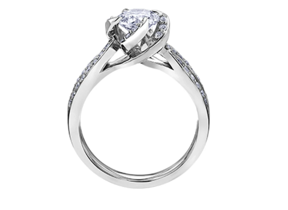 18K White & Rose Gold Palladium Alloy (hypoallergenic) 0.55-1.25cttw Round Brilliant Canadian Diamond Engagement Ring - / 0.55 Carat Total