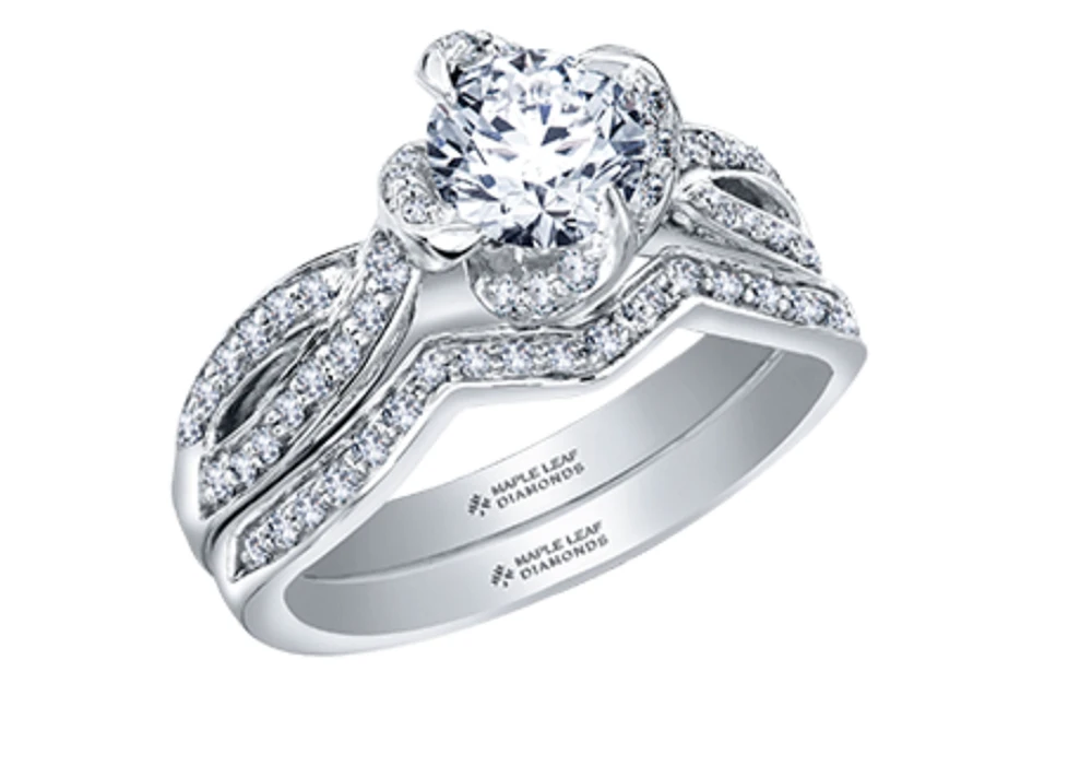 18K White & Rose Gold Palladium Alloy (hypoallergenic) 0.55-1.25cttw Round Brilliant Canadian Diamond Engagement Ring - / 0.55 Carat Total