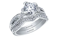 18K White & Rose Gold Palladium Alloy (hypoallergenic) 0.55-1.25cttw Round Brilliant Canadian Diamond Engagement Ring - / 0.55 Carat Total