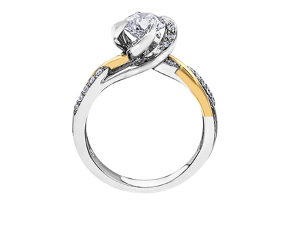 18K White & Yellow Gold Palladium Alloy (hypoallergenic) 0.55-1.17cttw Round Brilliant Canadian Diamond Engagement Ring - / 0.55 Carat Total